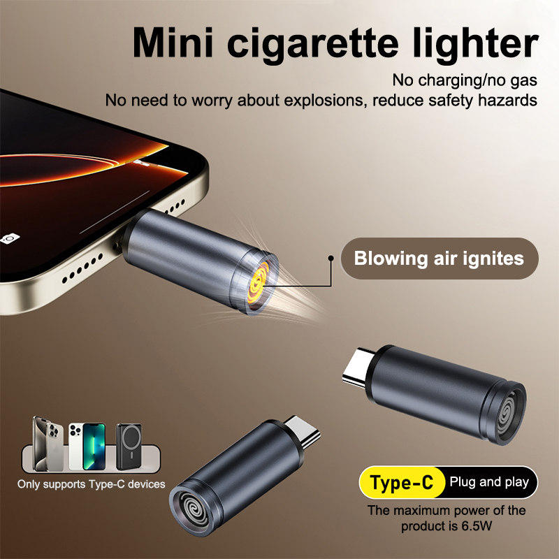 Spark Plug - Mini encendedor portátil tipo C, soplado