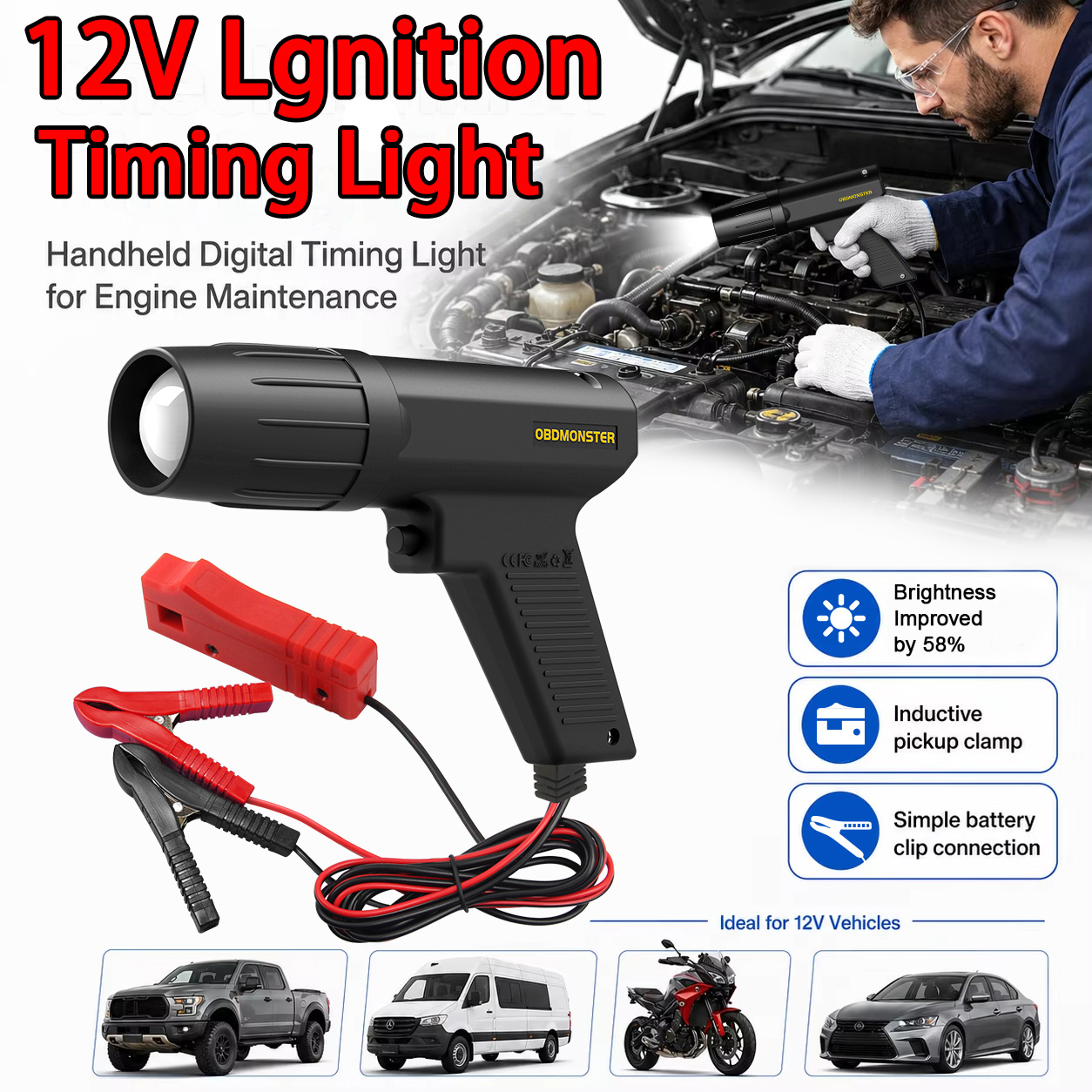 Timing Light Gun - Luz estroboscópica de sincronización de encendido
